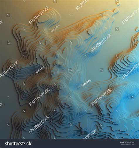 3d Topographic Map Background Concept Topo Stock Illustration 608942432