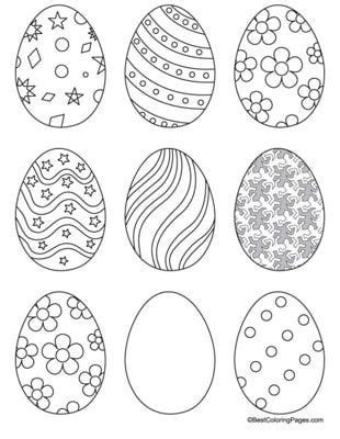Choose from decorated eggs or plain eggs if you like to add your own details and designs. Easter Egg Coloring Pages (Printable and Free) | Easter ...