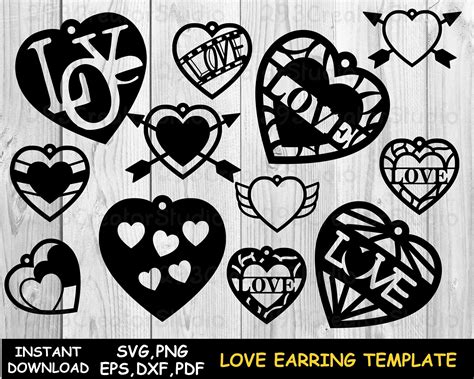Heart Earrings Svg Valentine Earring Svg Love Earring Svg Etsy