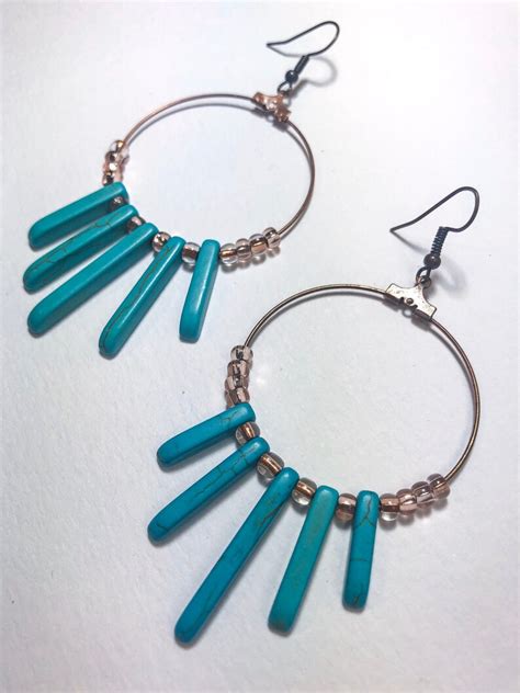 Turquoise Spike Gemstone Earrings Etsy