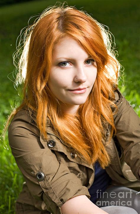 Romantic Closeup Portrait Of A Young Redhead Girl Sitting In The
