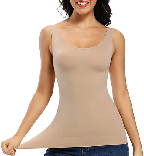 shapewear tank top tummy control slimming padded camisole with built in bra top body shaper cami