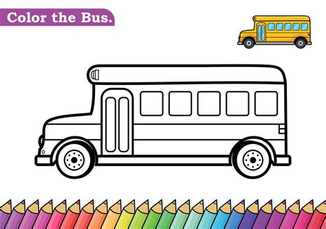 Bus Coloring Page Isolated Coloring Book Color Pages For Kids School