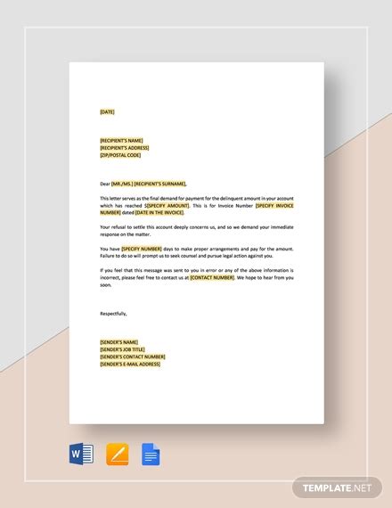 Demand Payment Letter Template Database Letter Template Collection