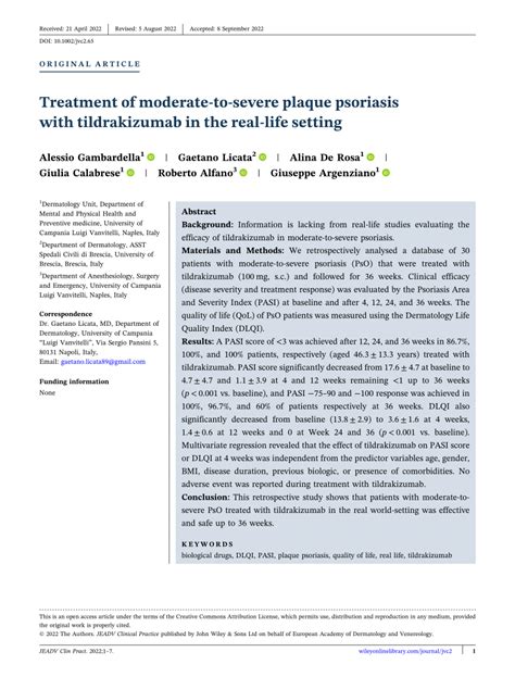 Pdf Treatment Of Moderate‐to‐severe Plaque Psoriasis With