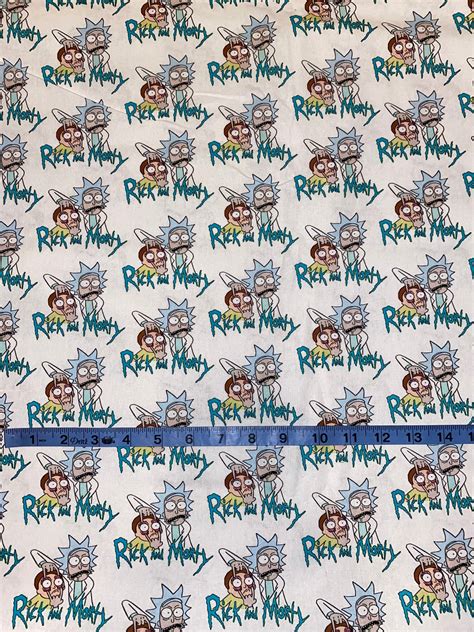 Rick And Morty 100 Cotton Fabric By The Yard Etsy