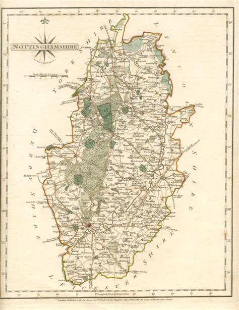 Antique Print Club Nottinghamshire County Antique Map By J Cary C1787