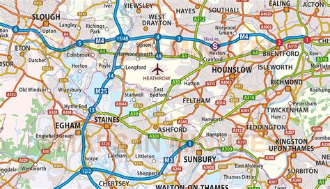Digital Vector Map Of Greater London M25 With Roads 250k Scale In
