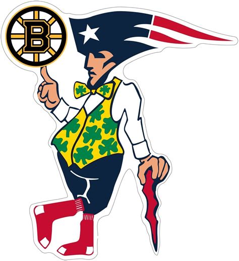 Awesome Boston Guy Sports Teams Logo Mash Up Vinyl Decal Sticker