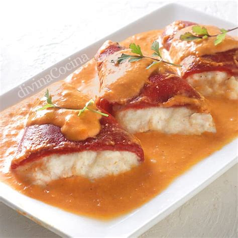 Pimientos del piquillo rellenos de bacalao - Receta de DIVINA COCINA