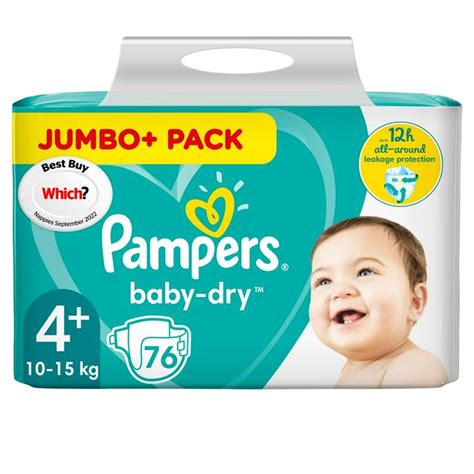 Pampers Baby Dry Size 4 10 15kg Jumbo Pack 76 Pack £10 Compare