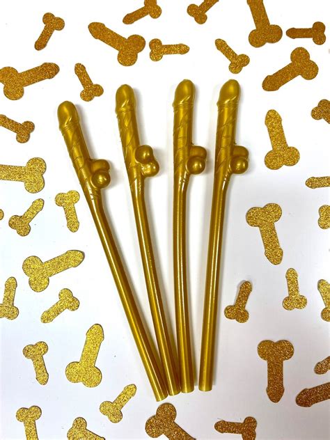 gold penis straws bachelorette party favors dick straws etsy