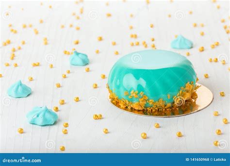 French Mousse Cake Covered With Mirror Glaze Stock Photo Image Of