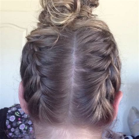 double upside down french braid messy bun by alex ballejos and rachael renner upside down