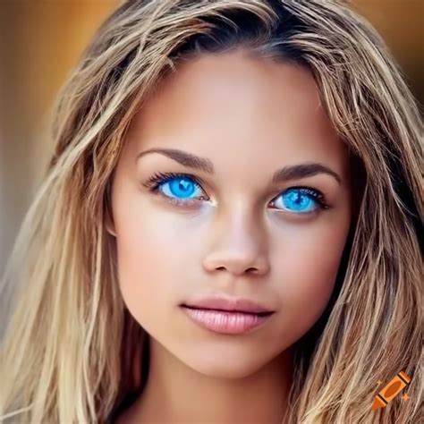 Blond Hair Blue Eyes Latina White Mixed Ethnicity Beautiful Woman Round