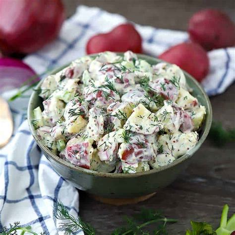 Dill Potato Salad With Mustard Buttermilk Dressing Bowl Of Delicious
