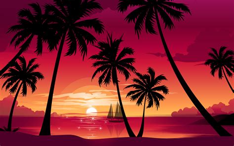 42 Palm Tree Sunset Wallpaper