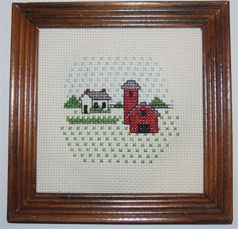 Get unlimited access to hundreds of free patterns. Finished Framed Cross Stitch Farm Red Barn Silo Country ...