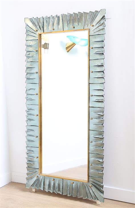 Large Rectangular Murano Sea Green Glass Framed Mirror For Sale At 1stdibs