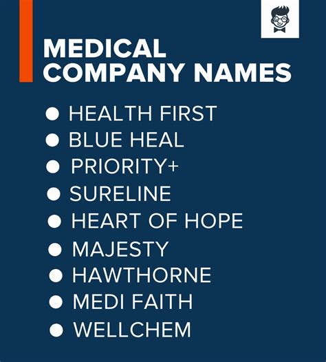 The Medical Company Names Are Shown In White On A Blue Background With