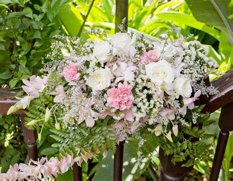 Flowers Bouquet Arrange For Decoration In Wedding Ceremony Stock Photo
