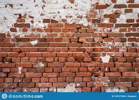 Old Red Empty Brick Wall Background Texture Stock Photo Image Of