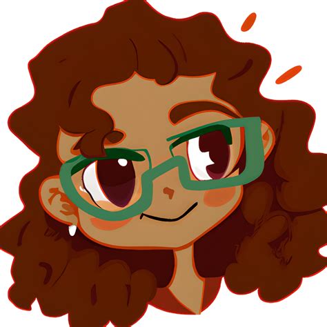 Cartoon Girl With Brown Curly Hair And Glasses · Creative Fabrica