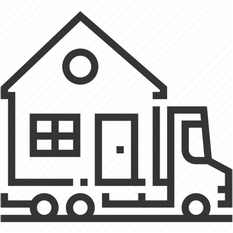 Building Home House Moving Logistics Move Out Relocation Truck Icon