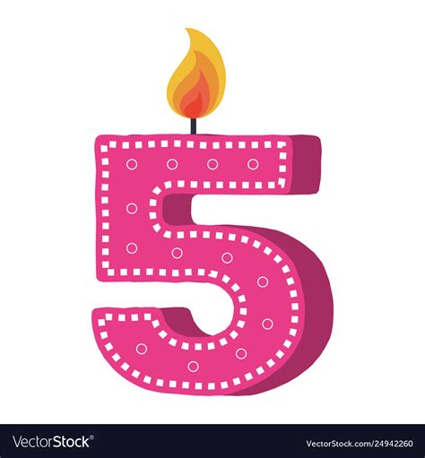 Birthday Candle With Number Five Royalty Free Vector Image