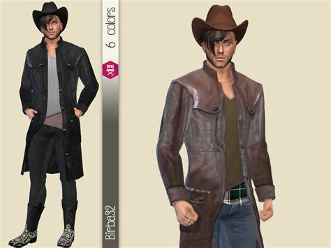 Birba32s Cowboy Leather Coat The Sims Sims 4 Cas Sims Cc Sims 4