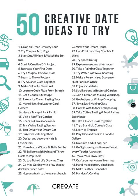 50 Creative Date Ideas To Try Unique Date Ideas Creative Dates