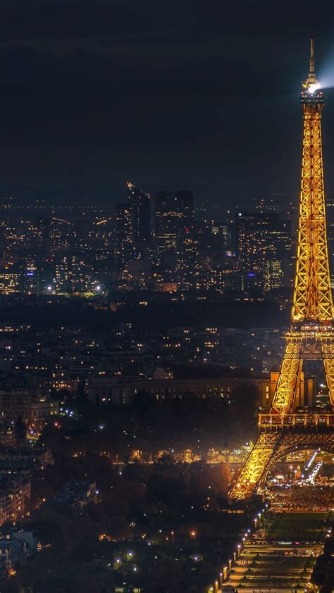 Eiffel Tower Cityscape In Moon Night Full Hd 2k Wallpaper