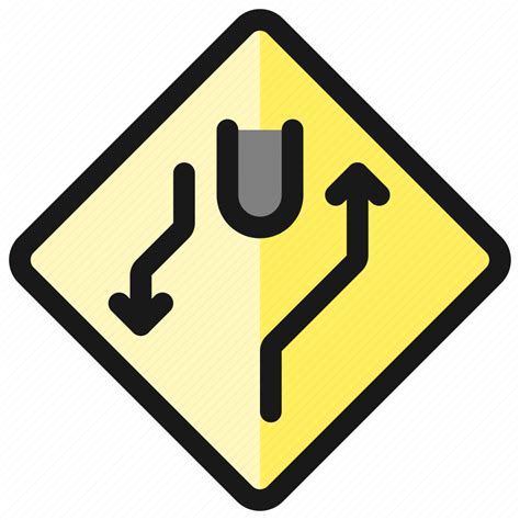 Divided Highway Road Sign Ahead Icon Download On Iconfinder