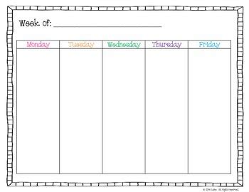 Free Weekday Planner by Inspired Elementary | Teachers Pay Teachers