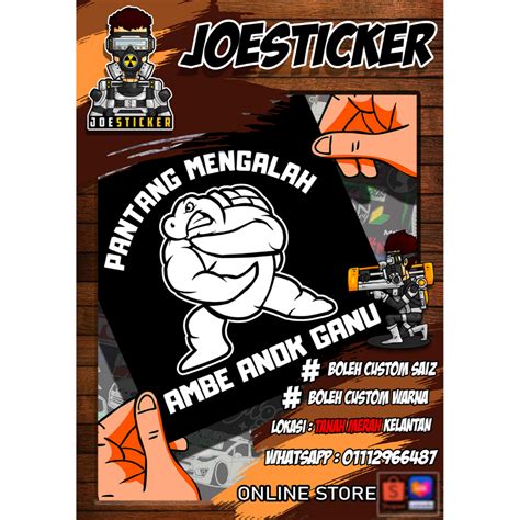 Sticker Ambe Anok Ganu Terengganu Ada Pelbagai Saiz Dan Pilihan