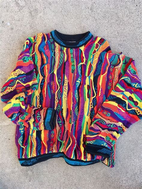 Vintage Coogi Sweater Biggie Smalls 90s Notorious Big Colorful Size