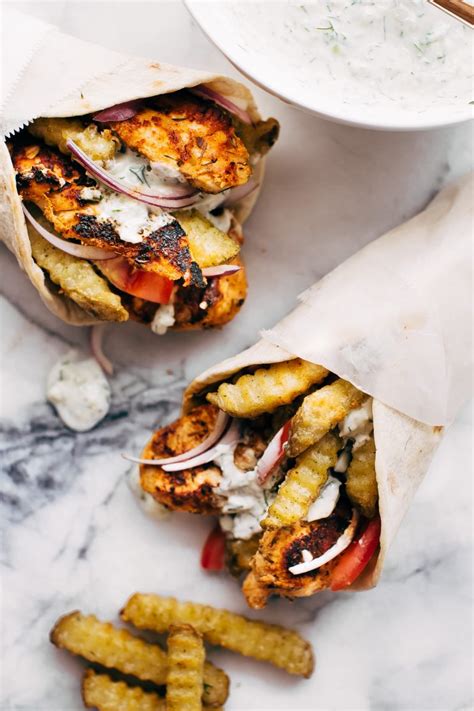 Easy Chicken Gyros With Fries And Tzatziki Sauce Recipe Little Spice Jar