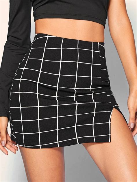 split front grid skirt gagodeal grid skirt mini skirts checkered skirt