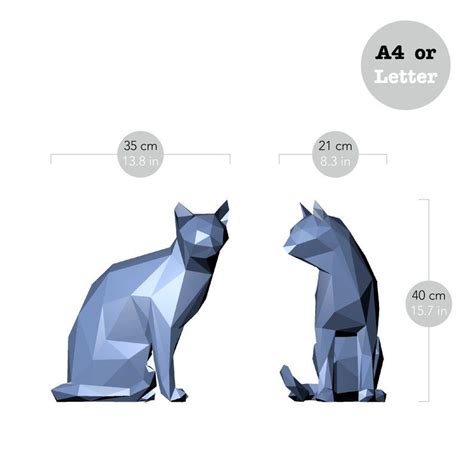 Printable Diy Template Pdf Wise Cat Low Poly Paper Model Etsy 3d