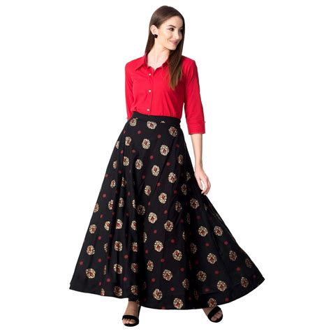 Buy Khushal K Womens Rayon Top With Long Skirt Set At
