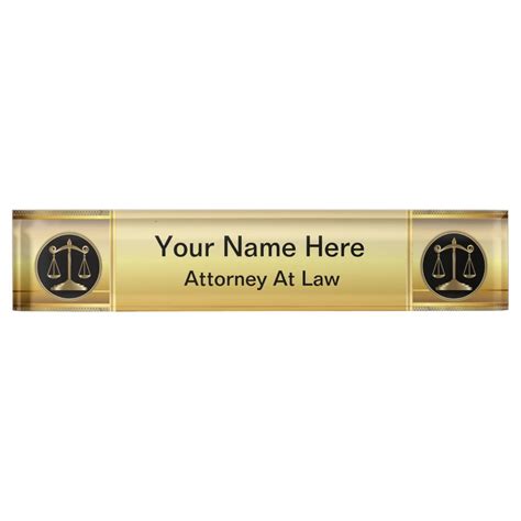 Law Scales Of Justice Lawyer Name Plate Custom Desk Name Plates Shop
