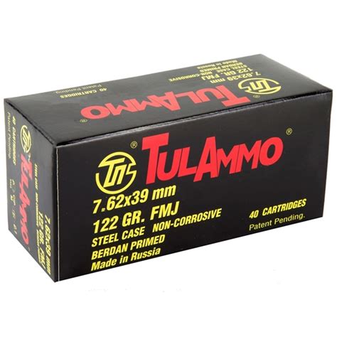 Tulammo 762x39mm Ammo 122 Gr Fmj Steel Cased 40 Rounds Ammo Deals