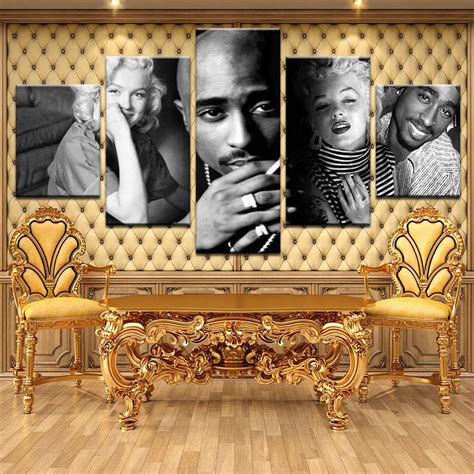 Tupac Shakur 2pac Marilyn Monroe 5 Panel Canvas Print