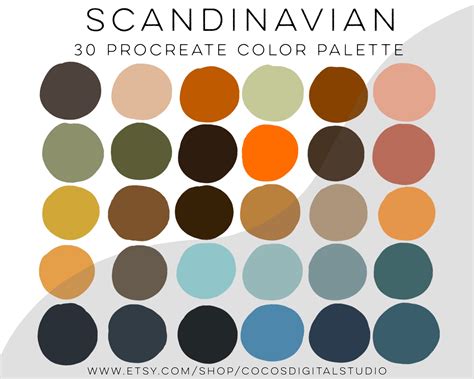 Scandinavian Procreate Color Palette Color Swatches Ipad Etsy Canada