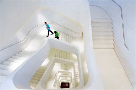 Caixaforum Main Stair In White Concrete Madrid By Herzog And De Meuron
