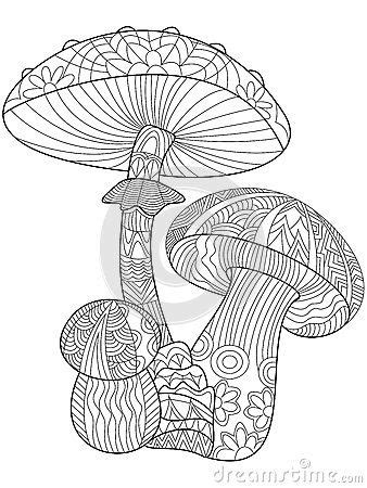 Flowers abstract coloring pages colouring adult detailed advanced. Mushroom coloring vector for adults | Coloring books, Free ...