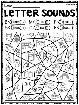 We also have math coloring pages like color by number addition, multiplication, and color by number for holidays like easter and christmas. Color by Beginning Sounds Worksheets Pack to Review Letter ...