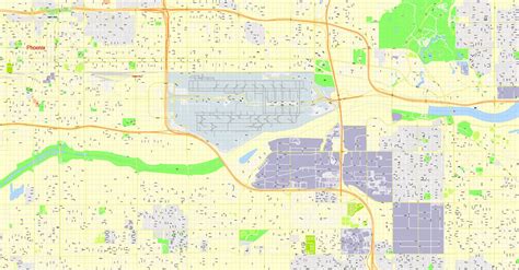 Phoenix City Printable Map Arizona Exact Vector Street G View Level