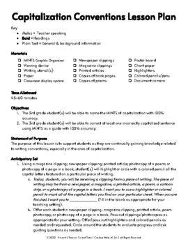 Capitalization Conventions Lesson Plan in 2020 | Madeline hunter lesson plan, How to plan, Lesson