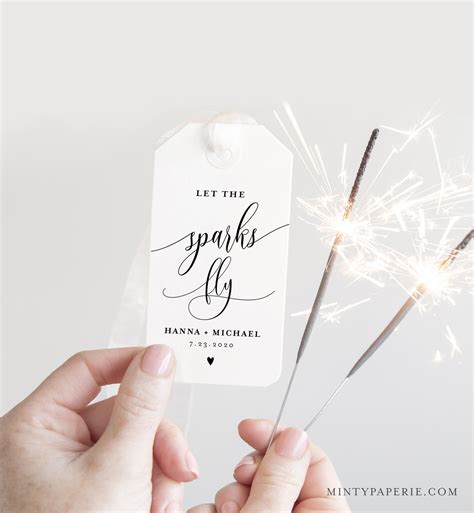 Sparkler Send Off Sign And Tag Instant Download Editable Template